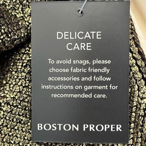 NWT Boston Proper Long Sleeve Metallic Foil Cable Cardigan Black Gold Medium - Picture 11 of 11